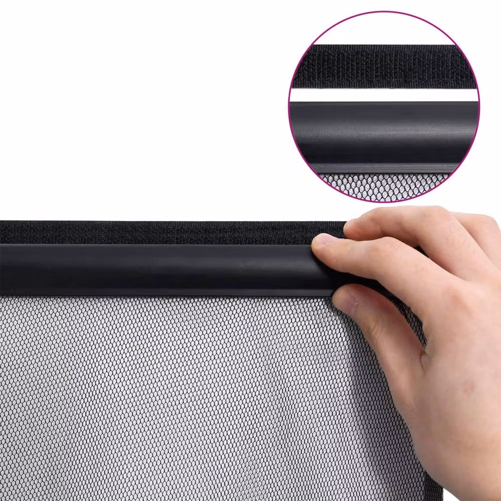 Berkfield Home Insect Door Screen with 5-Piece Mesh Curtain, Black, W/H: 120 x 240 cm – 4