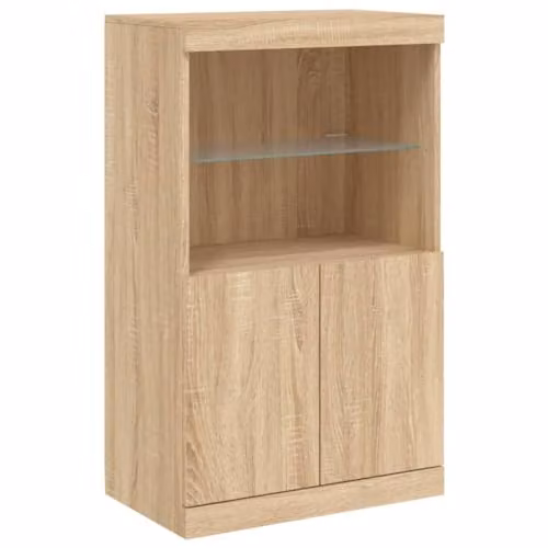 vidaXL Modern Sideboard with Integrated LED Lights in Sonoma Oak, W: 60.5 cm, D: 37 cm, H: 100 cm – 1
