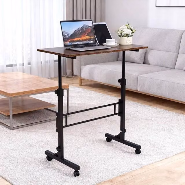 NESTLUNE Height Adjustable Standing Desk in Brown, W/D/H: 100 x 15 x 70 cm – 1