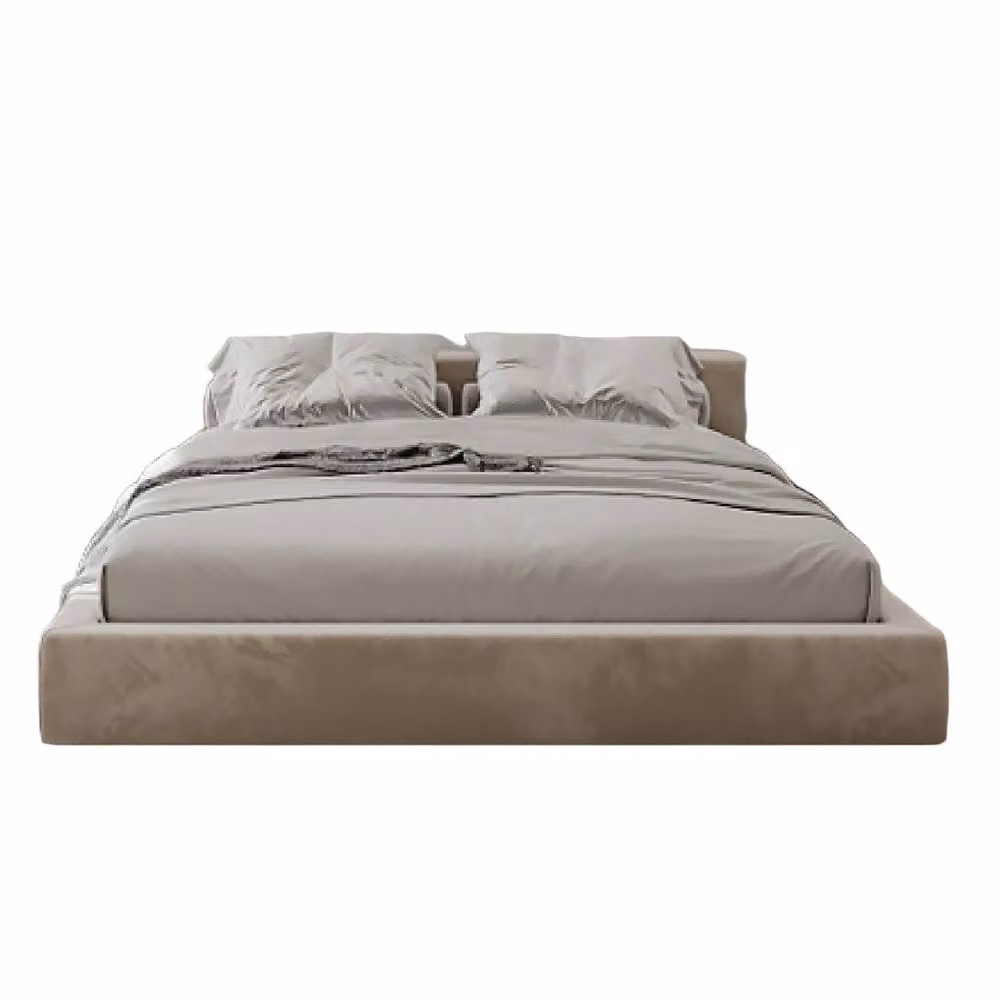 KDMD Barnehurst Boucle Upholstered Platform Bed Frame in Beige, Size: Double (140 x 200 cm) – 2