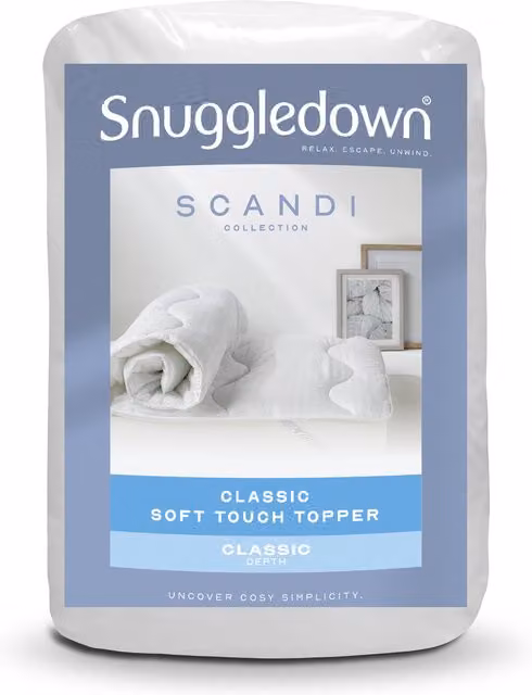 Snuggledown White Hollowfibre Mattress Topper, W: 135 cm, L: 200 cm