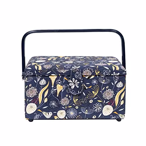 Korbond Blue Sewing Basket with Handles, W/D/H: 14.5 x 19.0 x 26.0 cm – 1