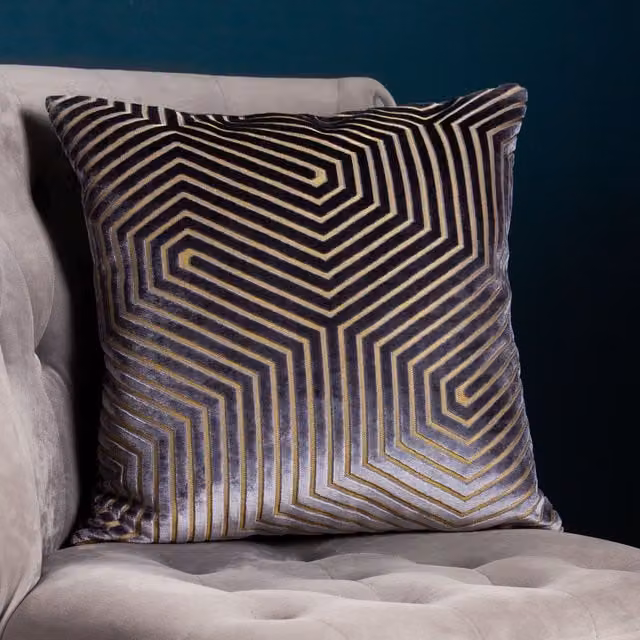 Paoletti Evoke Grey Velvet Square Cushion with Polyester Filling, W/D/H: 55 x 55 x 55 cm