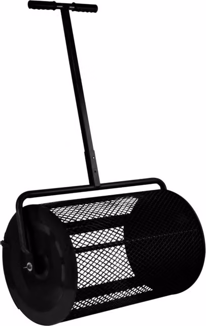 T Mech Manual Peat Moss and Compost Spreader in Black Steel
