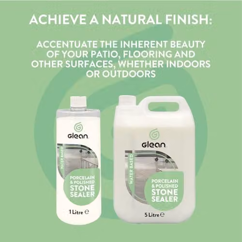 GLEAN Transparent Breathable Porcelain Tile Sealer, 1 l, Mould Resistant Dispersion for Indoor and Outdoor Marble, Granite, Ceramic and Polished Surfaces – 2