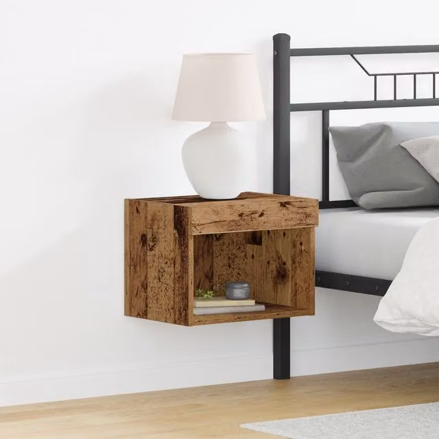 Berkfield Home Wall Mounted Rustic Wood Cabinet with Integrated LED Lights in Brown, W: 40 cm, D: 30 cm, H: 30 cm