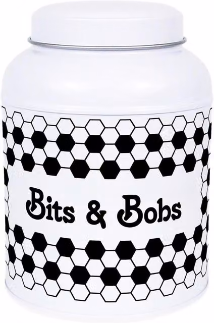Purely Home Hexagon Tiles Snacks Canister with Small Domed Lid, Geometric Metal Kitchen Storage Jar, 110g