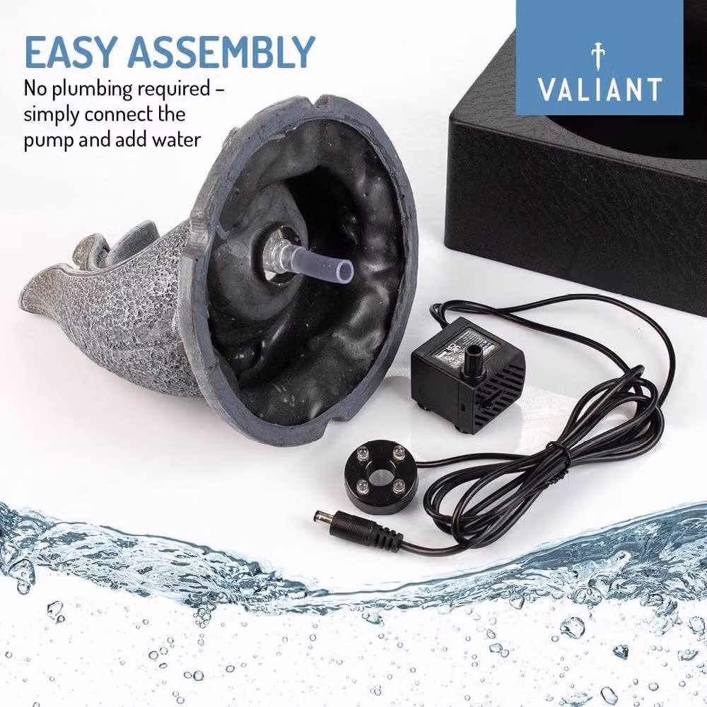 Valiant Fun Tabletop Water Fountain with LED Light, Grey, W/D/H: 24 x 18 x 18 cm – 4