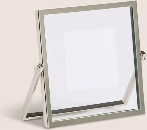 M&S Silver Skinny Metal Easel Photo Frame, Square Tabletop Design, 7.62 x 7.62 cm