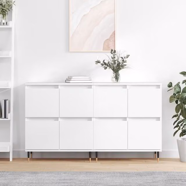 Berkfield Home Set of 2 Classic White Matt MDF Sideboards