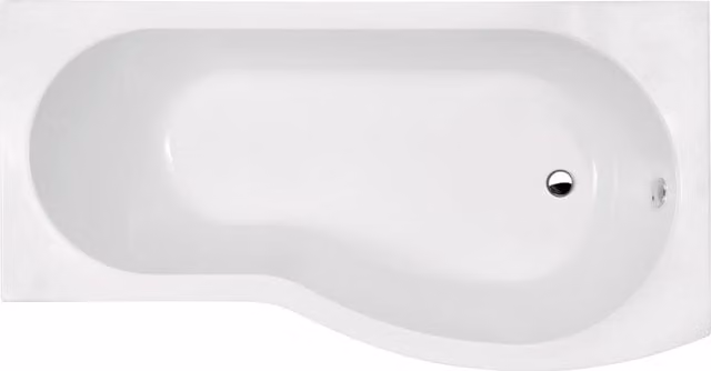 Balterley D-Shaped Right Hand Shower Bath with Leg Set, White, W: 170 cm, D: 73.6 cm, H: 41.5 cm