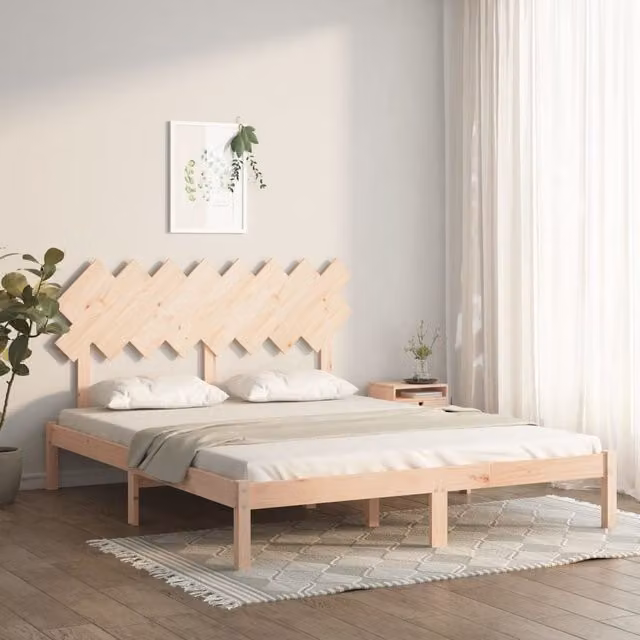 Berkfield Home Modern Solid Pine Wood Bed Frame, Brown, W/D/H: 160 x 200 cm – 1