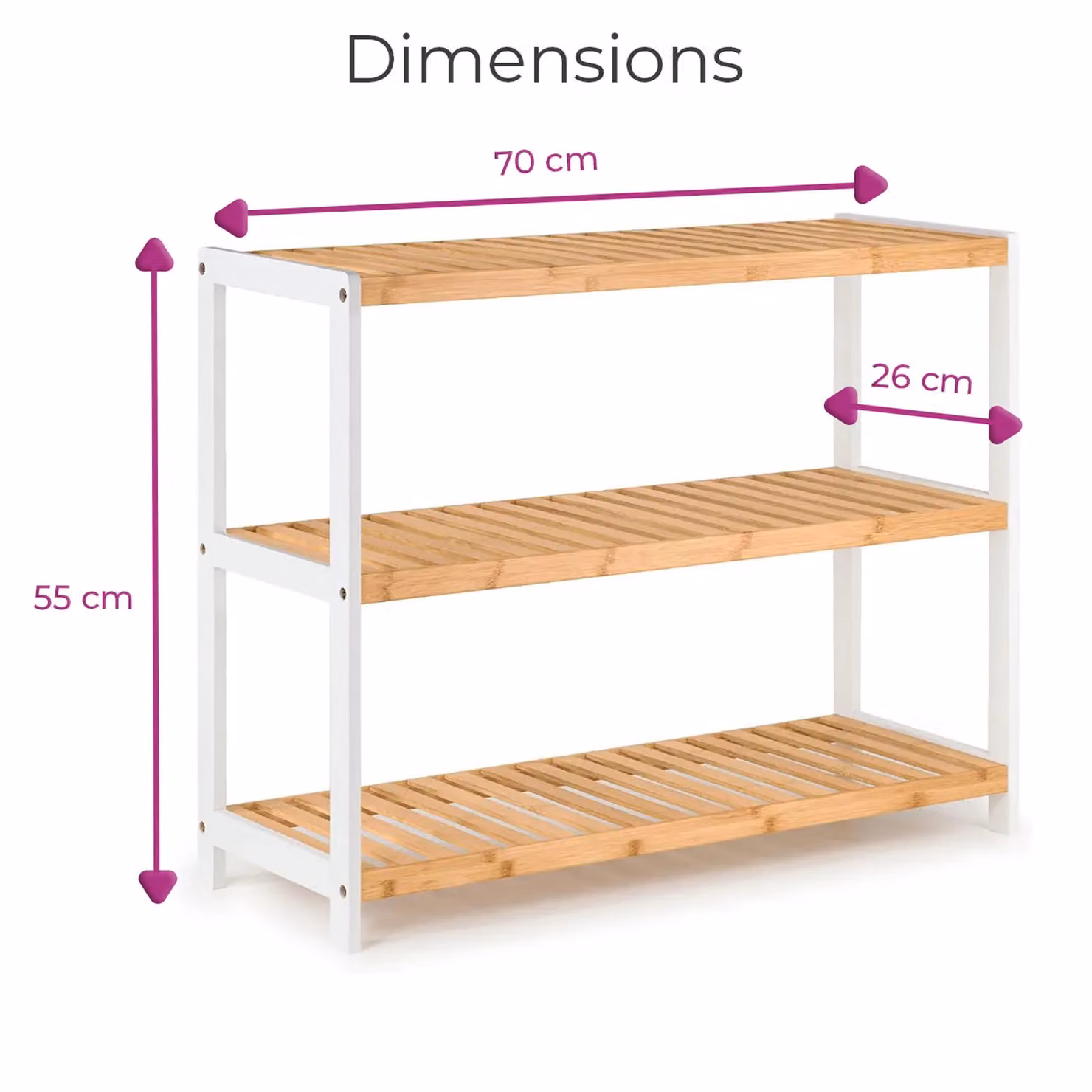 Neo 3 Tier Bamboo Wooden Shoe Rack in White – 5