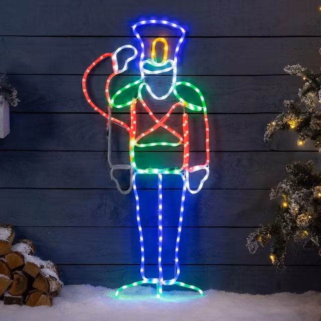 Christow Nutcracker LED Rope Light Outdoor Christmas Decoration, Multicolour, Height: 116 cm