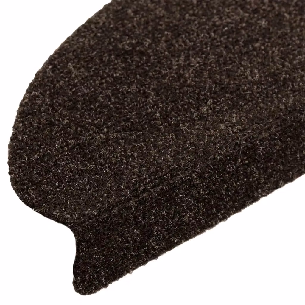 Berkfield Home Self-adhesive Needle Punch Stair Mats, 10 Pieces, Dark Brown, W: 65 cm, D: 21 cm, H: 4 cm – 3