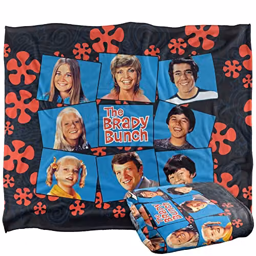 Trevco Brady Bunch Squares Silky Touch Super Soft Fleece Throw Blanket, White, W/D/H: 152 x 127 cm – 6