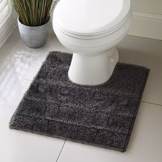 Velosso Lexington Black Microfibre Bath and Pedestal Mat with Non-Slip Backing, Small