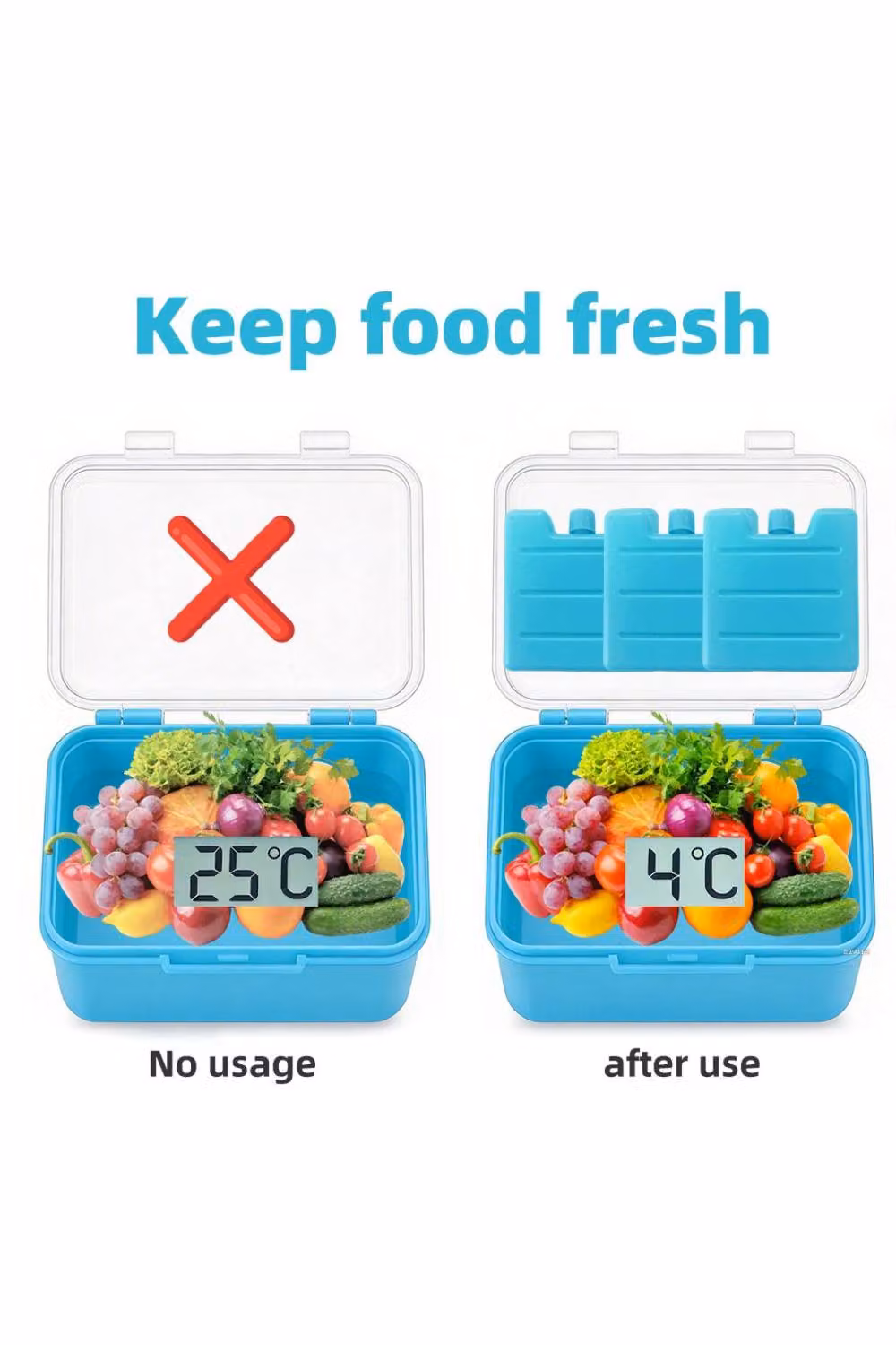 KDMD Reusable Mini Ice Bricks Set, 3 Pieces, Blue – 2