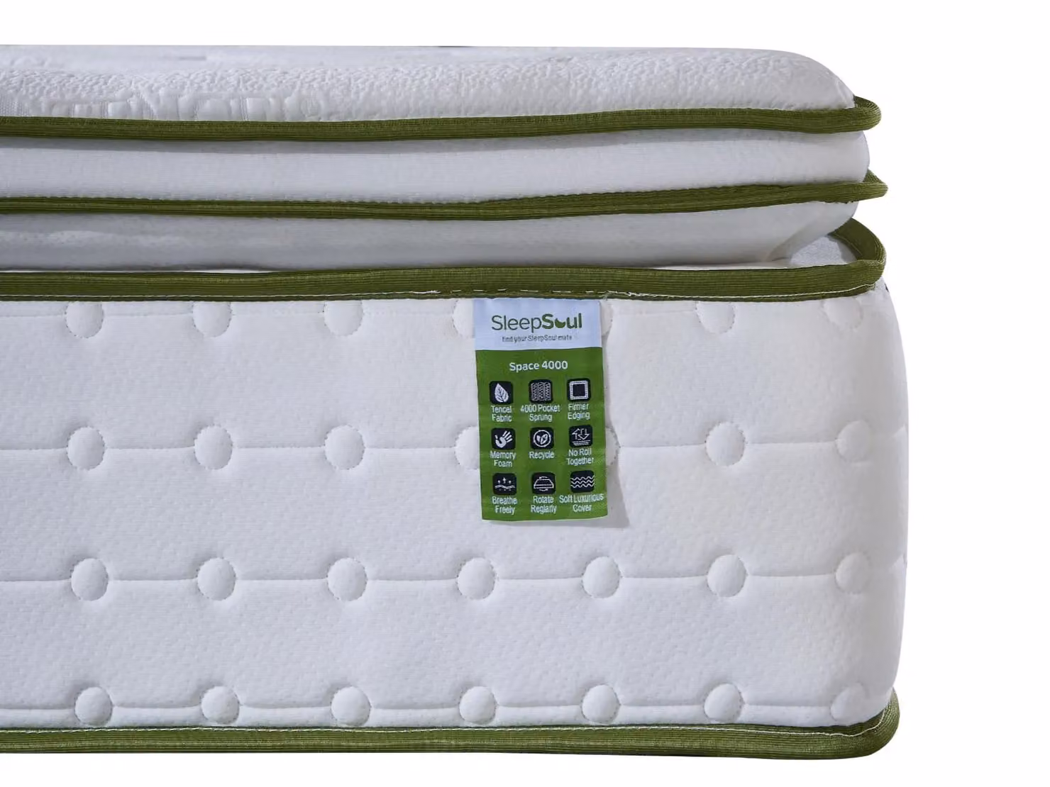 SleepSoul Hybrid Memory Foam Pocket Sprung Mattress in White, W/D/H: 200 x 200 x 38 cm – 5