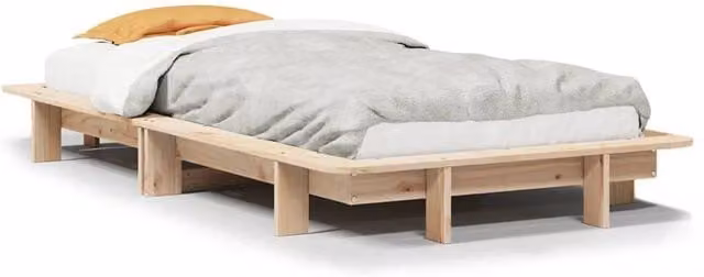 Berkfield Home Solid Wood Pine Bed Frame in Light Brown, W/D/H: 90 x 200 cm