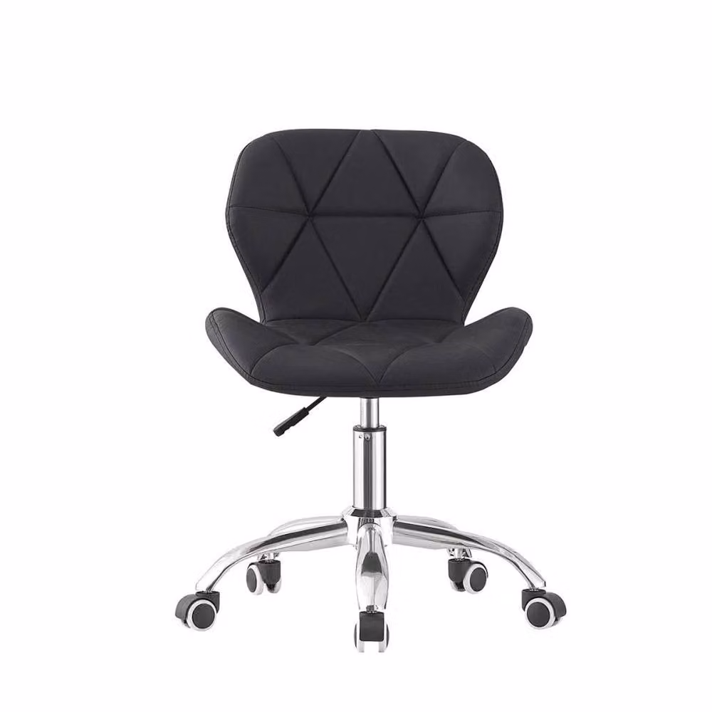 FLAVORA Black Modern Upholstered Task Chair for Home Office or Makeup Vanity with 360 Degree Swivel and Castors – 2