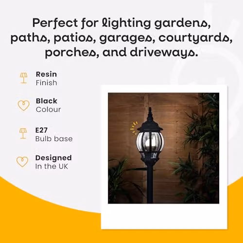 ValueLights Windsor Modern Black Bollard Lantern Outdoor Post Light – 2