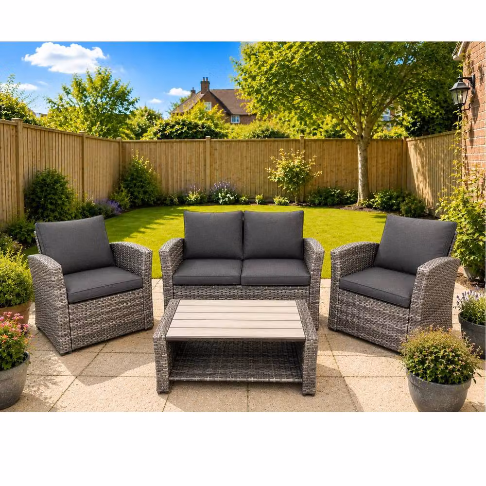 Outdoor Living The Wilmslow 4 Seat Rattan Sofa Lounge Set in Grey – 5