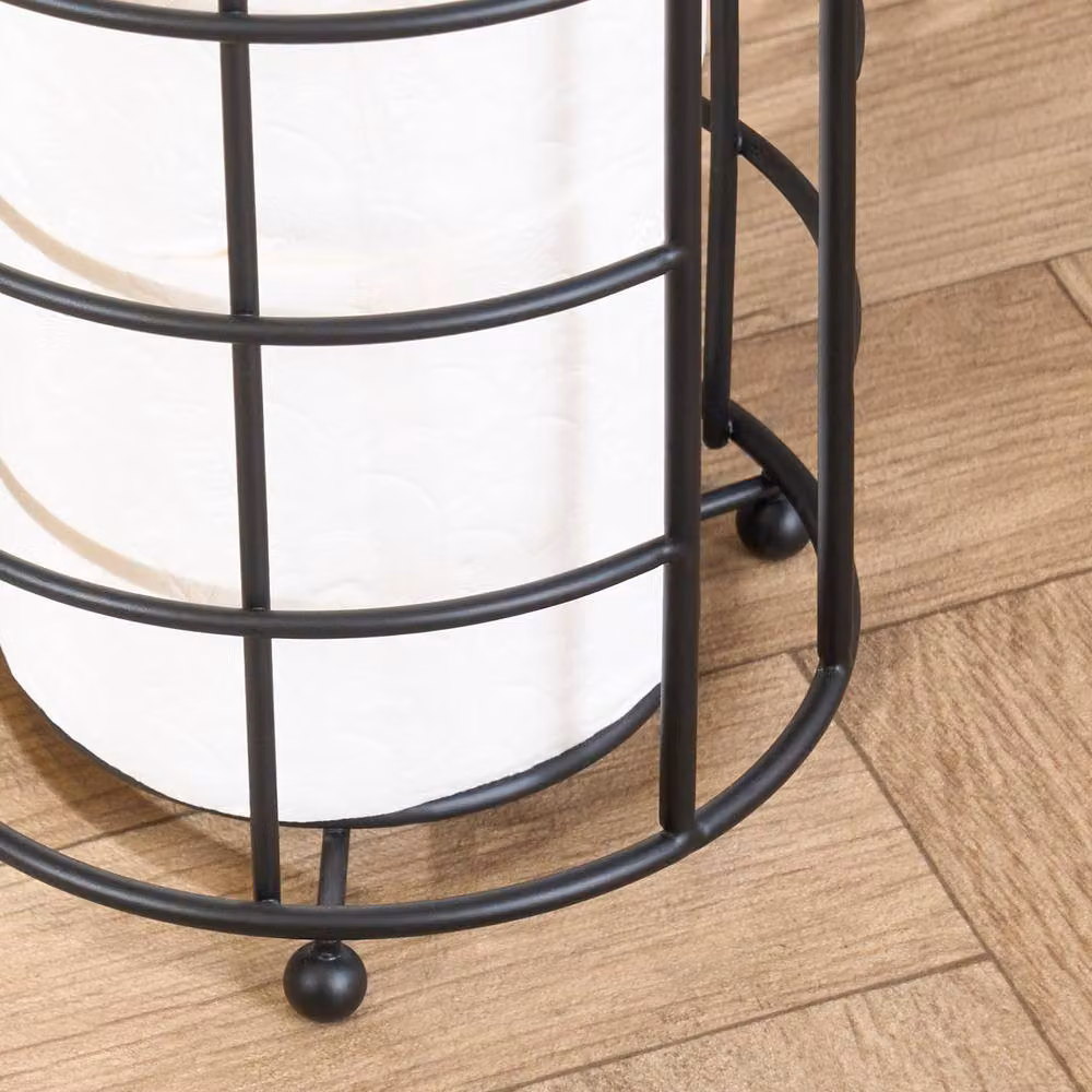 OHS Freestanding Metal Toilet Roll Holder in Black – 2