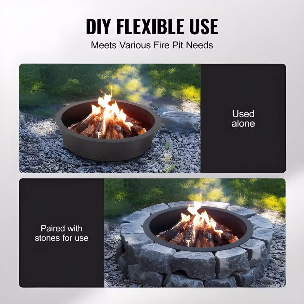 VEVOR 35 inch Carbon Steel 7-Section Fire Pit Ring in Black for Above or In-Ground DIY Campfires – 4