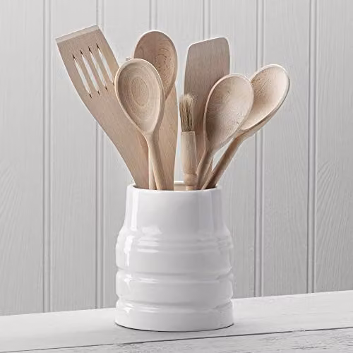 WM Bartleet & Sons 1750 Traditional Porcelain Churn Style Utensil Storage Pot, White – 2