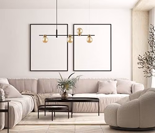 Netlighting Bletter Modern 4-Light Bar Pendant Ceiling Light in Black with Transparent Glass and G9 Bulbs – 2