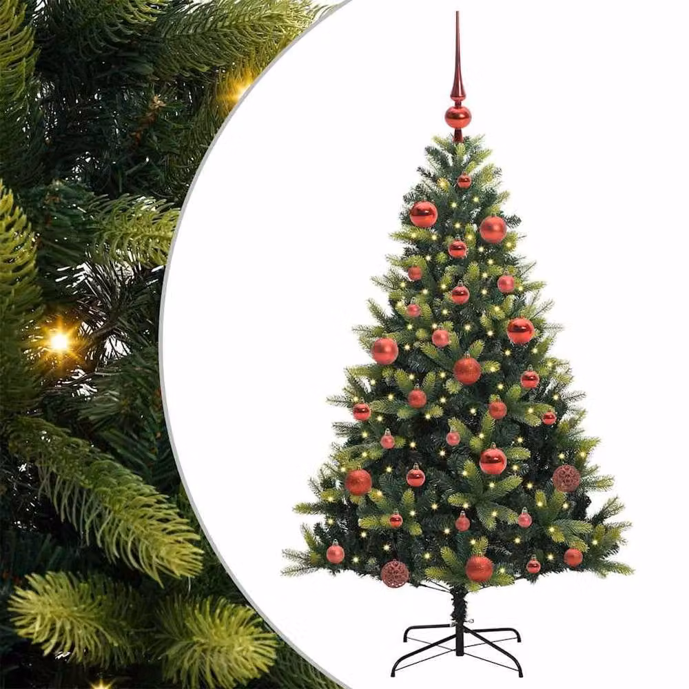 Berkfield Home Artificial Hinged Green Christmas Tree with 150 LEDs, Height: 150 cm – 2