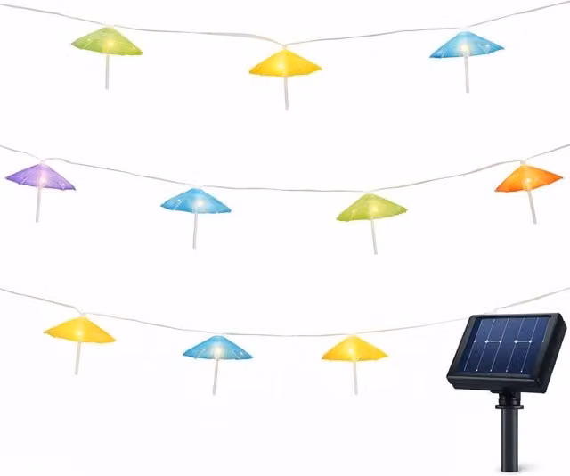 Gardenwize Solar Powered Multicolour Cocktail Umbrella String Lights with Dusk Sensor – 1