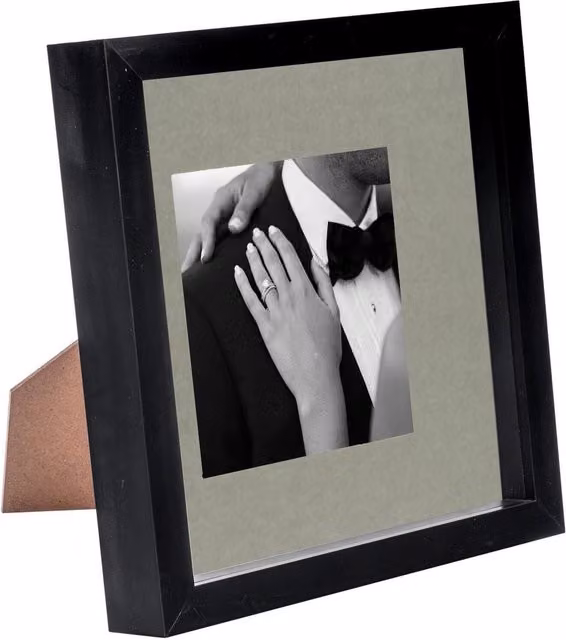 Nicola Spring Single Square 3D Box Photo Frame in Black and Grey, W/D/H: 20.32 x 20.32 x 20.32 cm