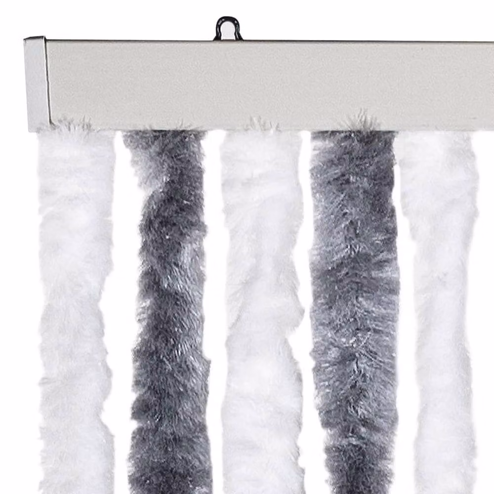 Berkfield Home Grey and White Striped Chenille Insect Curtain, W/H: 56 x 185 cm – 2