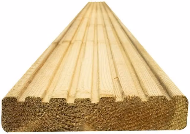 Snowdon Timber Treated Reject Decking Board, Brown, Pack of 20, W: 144 mm, H: 27 mm, L: 3.6 m