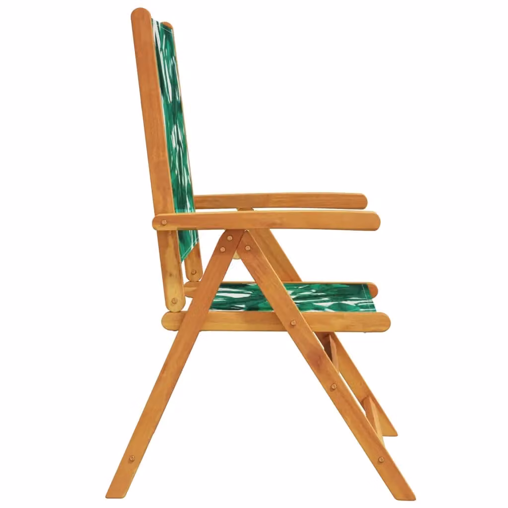 Berkfield Home Set of 6 Reclining Garden Chairs in Green Fabric and Acacia Wood – 3
