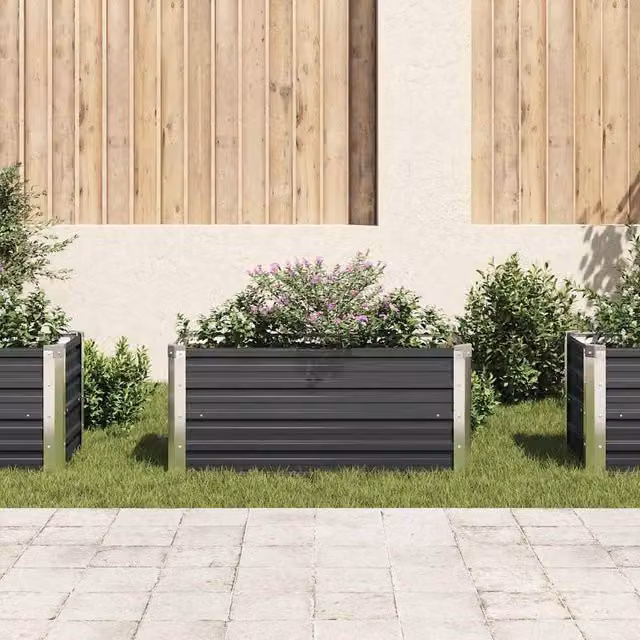 Berkfield Home Garden Anthracite Galvanised Steel Raised Bed, W/D/H: 100 x 40 x 45 cm