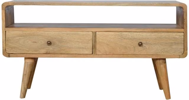 KDMK Scandinavian Mango Wood Media Unit in Orange and Brown