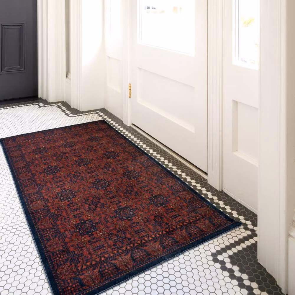 Kukoon Red and Navy Traditional Persian Oriental Area Rug, W/L: 60 x 240 cm – 7