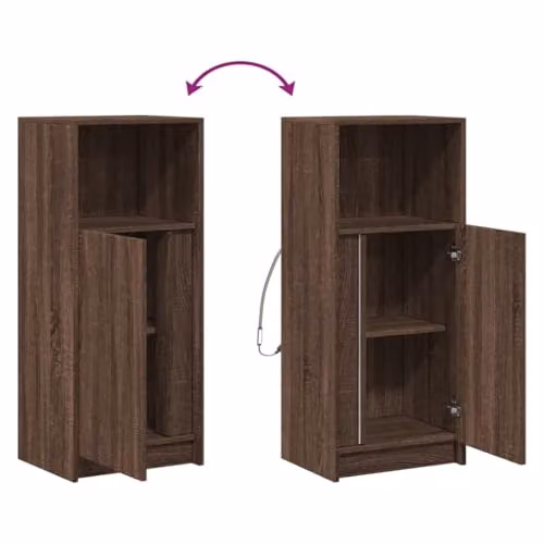 vidaXL Modern Sideboard with Integrated LED Lighting in Brown, W: 42.5 cm, D: 34 cm, H: 100 cm – 3