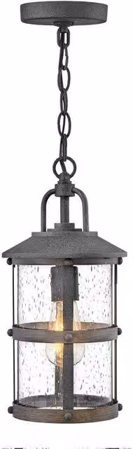 Hinkley Lakehouse Outdoor Pendant Ceiling Light in Grey with Transparent Glass, IP44 Rated