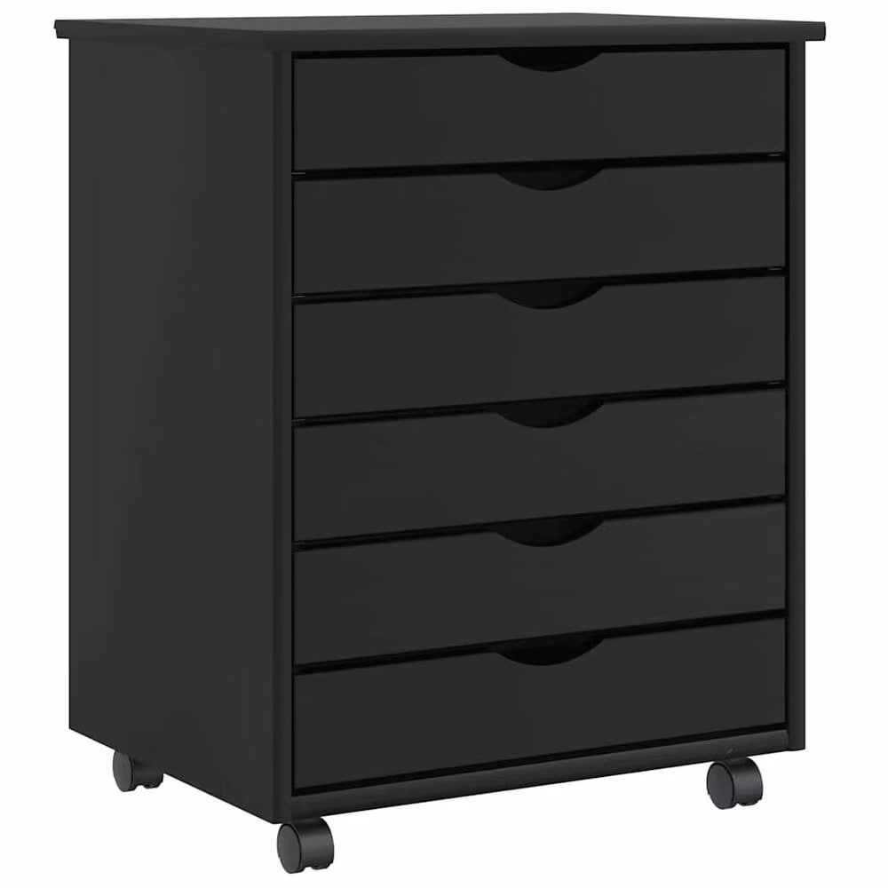 Berkfield Home MOSS Rolling Cabinet with Drawers in Black Solid Pine Wood – 1