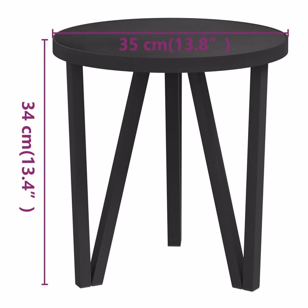 Berkfield Home Round Black MDF Tea Table, Diameter: 35 cm – 5