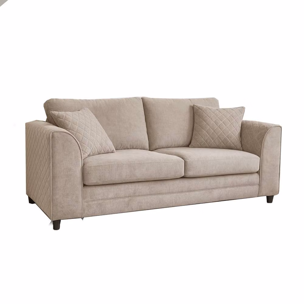 Furnishings For Less UK Quilted Chenille Fabric Sofa Set with 3 Seater and 2 Seater Scatter Back Sofas in Beige – 2