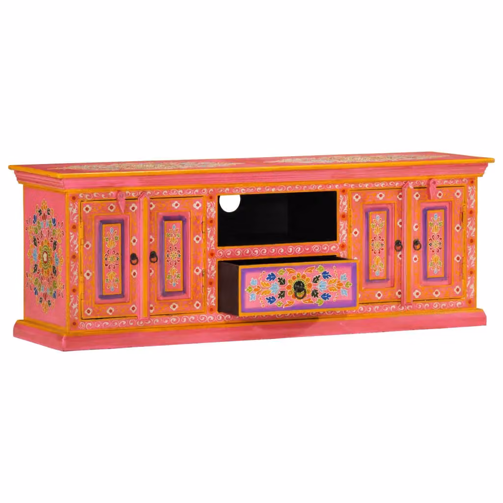 Berkfield Home Pink Mango Wood Retro TV Cabinet W/D/H: 110 x 30 x 40 cm – 2