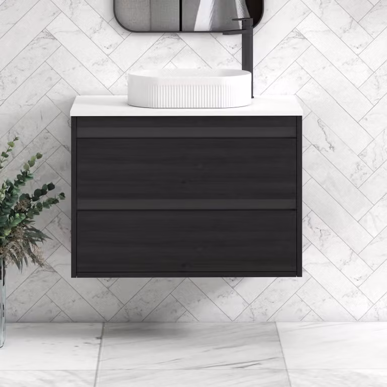 Royal Bathrooms Orion 800mm Hale Wall Hung Vanity Unit with Lyon Basin and 2 Drawers in White and Black