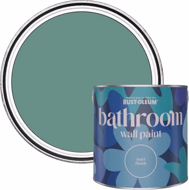 Rust-Oleum Green Matt Water-Based Bathroom Wall and Ceiling Paint, 2.5L – 1
