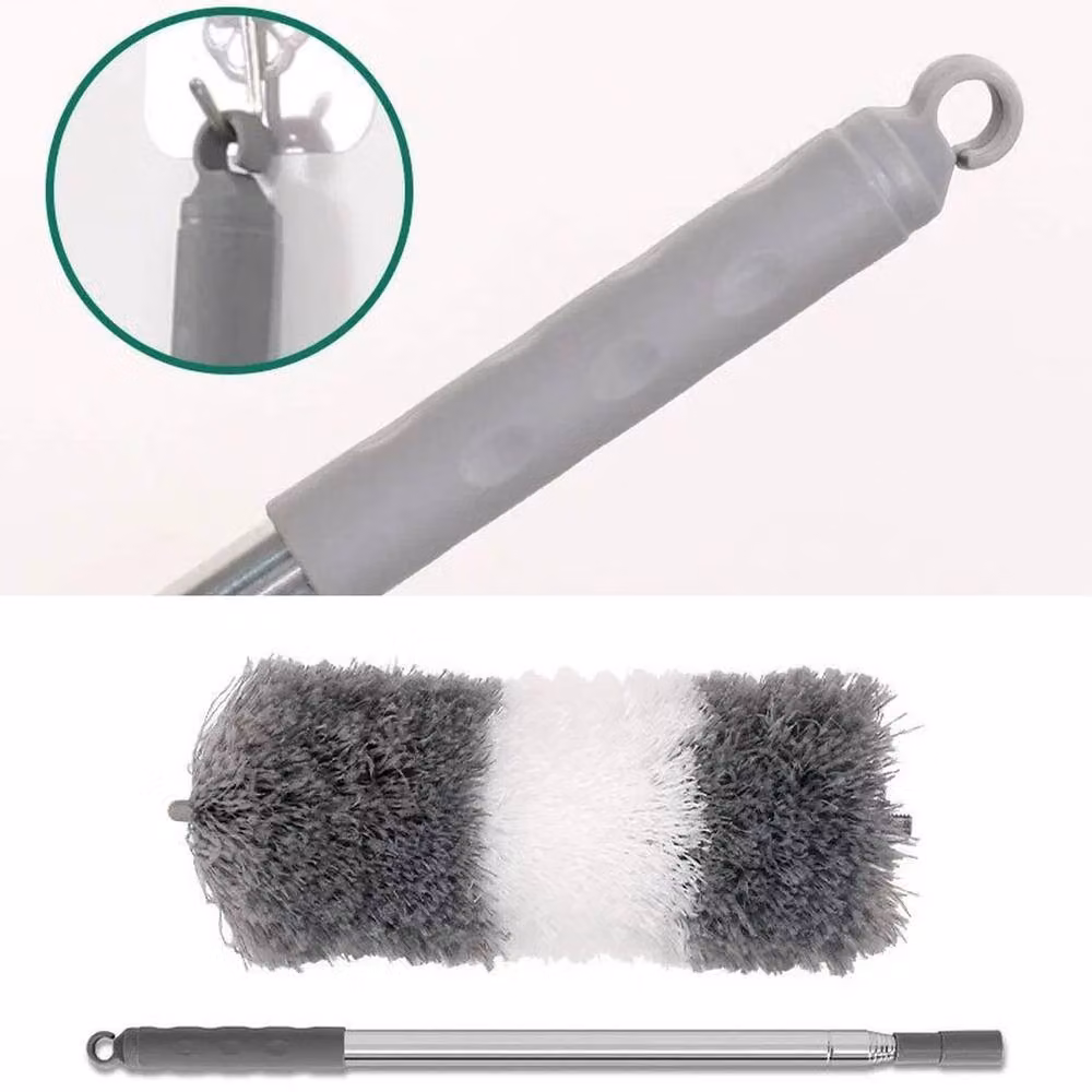NESTLUNE Grey and White Extendable Telescopic Microfibre Duster with Stainless Steel Handle – 4