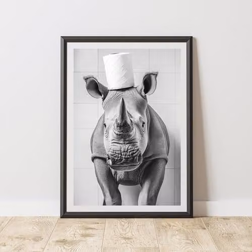 60 Second Makeover Rhino Toilet Roll Animal Print Paper Poster, A4, Multicolour